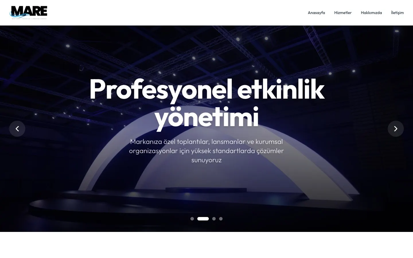 Mare Tourism web sitesinin ana sayfası