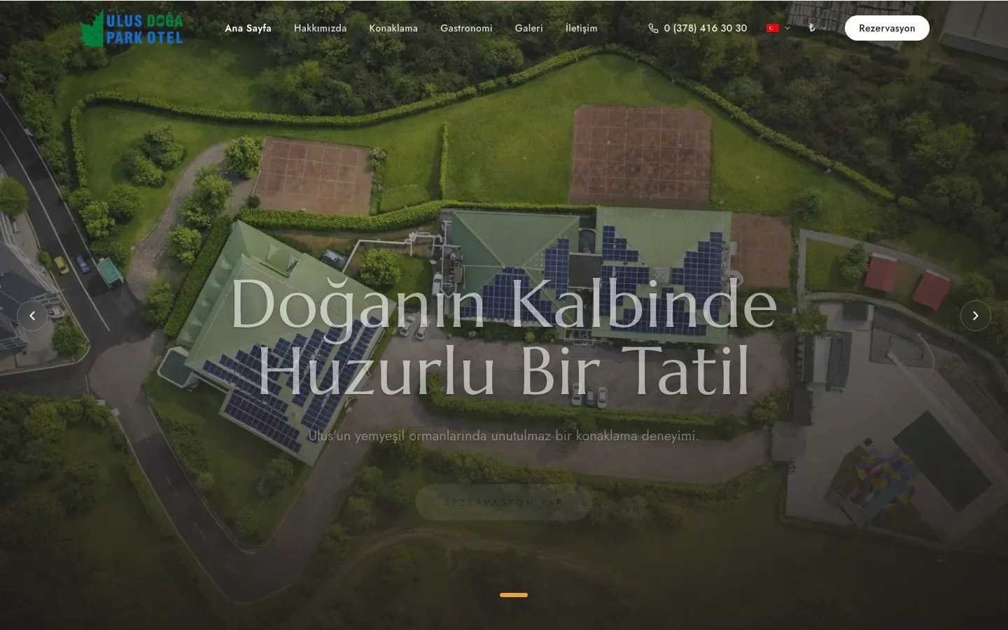 Ulus Doğa Park web sitesinin ana sayfası