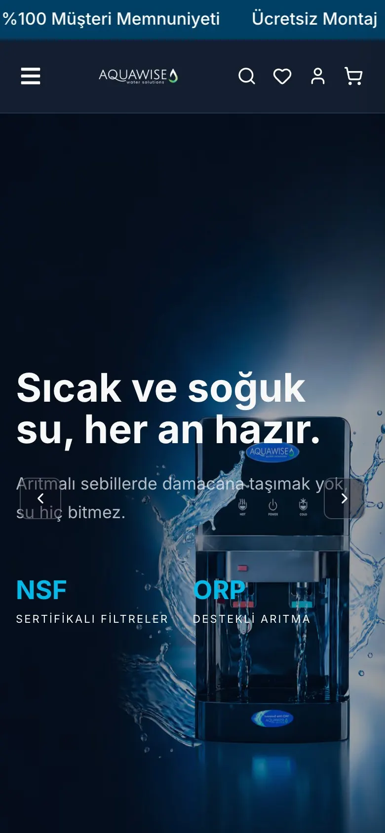 Aquawise mobil görünümü